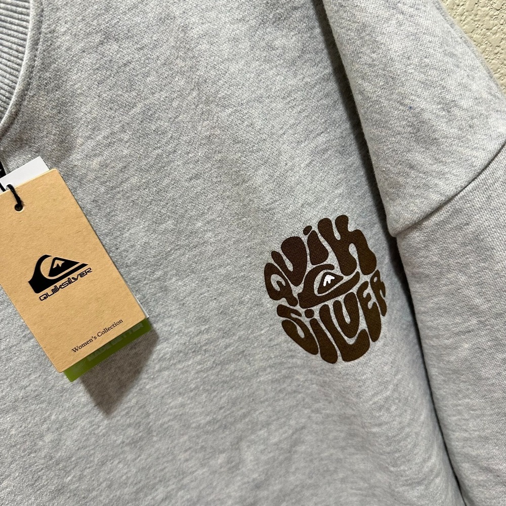 Quiksilver Womens Size XS No Limits Oversized Crewneck Sweatshirt Grey Sunflower - Picture 8 of 11